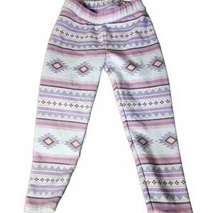 Kids' Fleece-Lined Leggings with Geometric Pattern